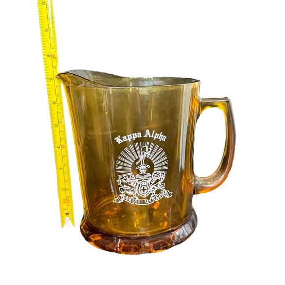 Kappa Alpha Order Beer Pitcher Large Heavy Amber Glass 7" Fraternity Lager Jug - Picture 9 of 10